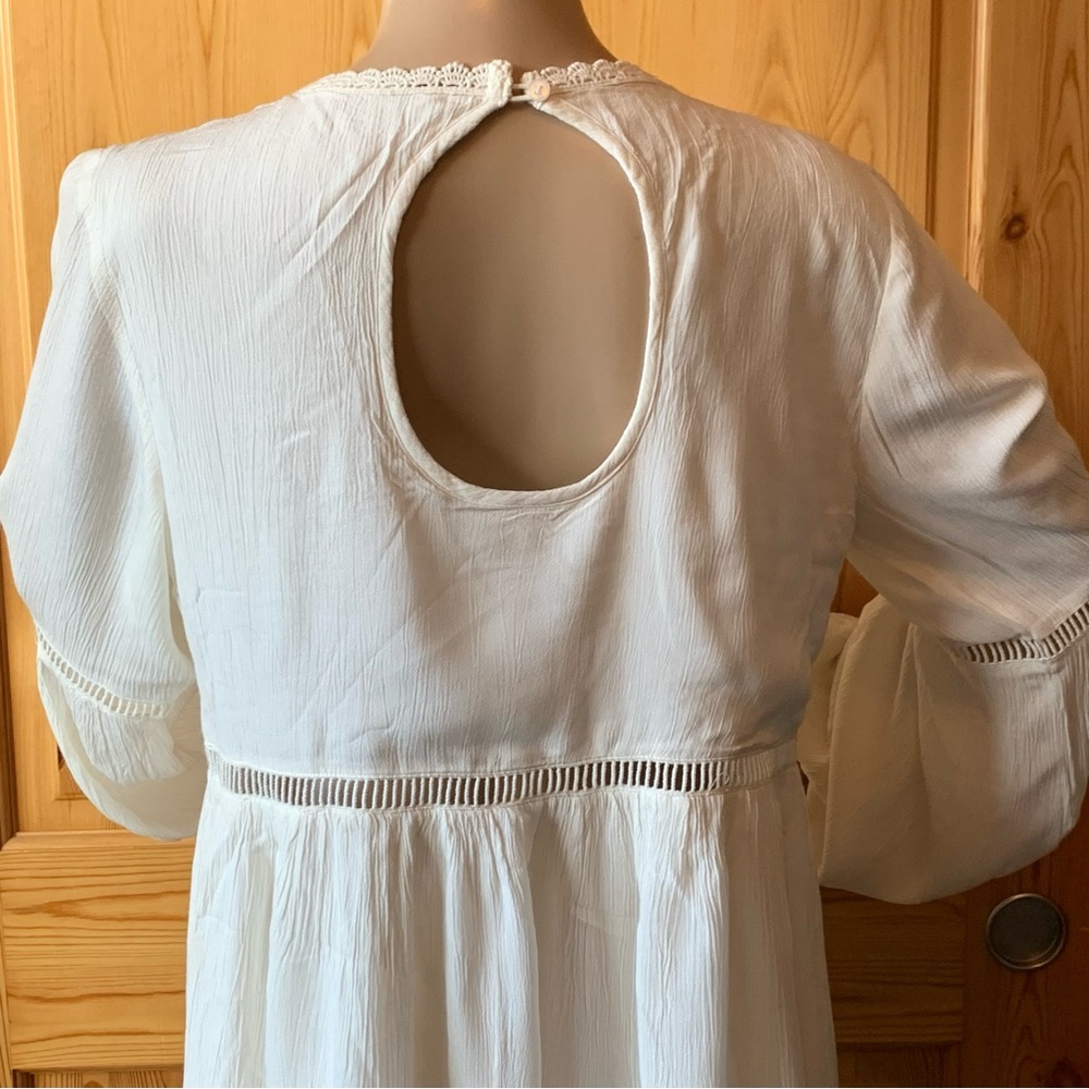 Patrons of Peace White Dress M Lace Crochet Boho Festival Cutouts - Picture 9 of 13
